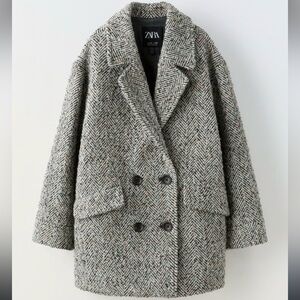 Zara Girls Herringbone double breasted Coat